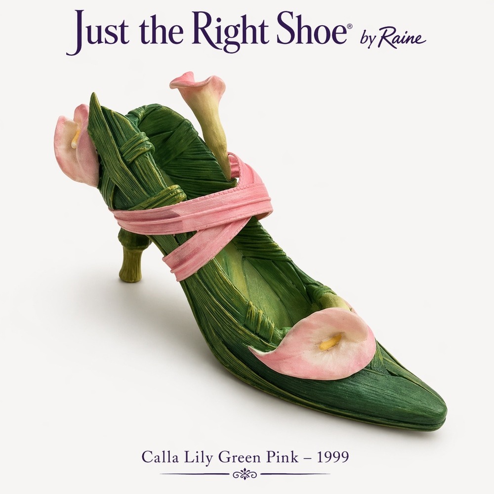 Just the Right Shoe Raine‎ Calla Lily 25092 Green Pink Floral Figurine 1999